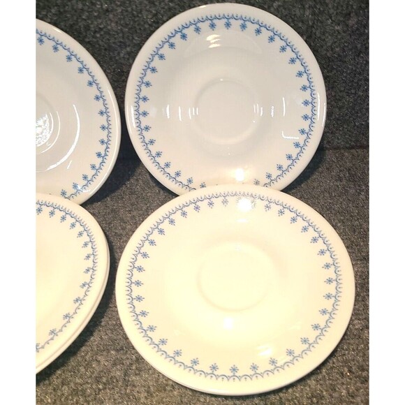 Corelle Livingware by Corning 6.25” Saucer - Lot of 6-  Snowflake Garland Blue - Picture 3 of 5